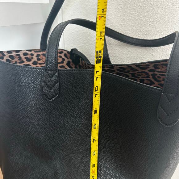 Black & leopard print inside Faux Leather Carry-all slouchy bag + two small bags - Picture 5 of 10